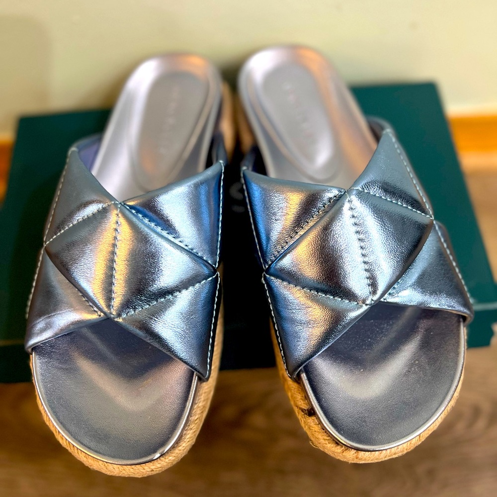 Aerosoles gorgeous metal blue slides New 6,5